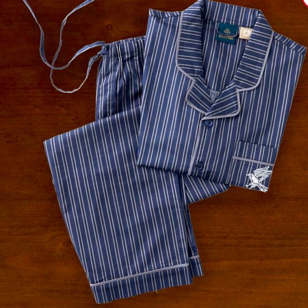 Harry Potter Ravenclaw Pajama set x PB Teen Blue & silver pin stripe 100% cotton